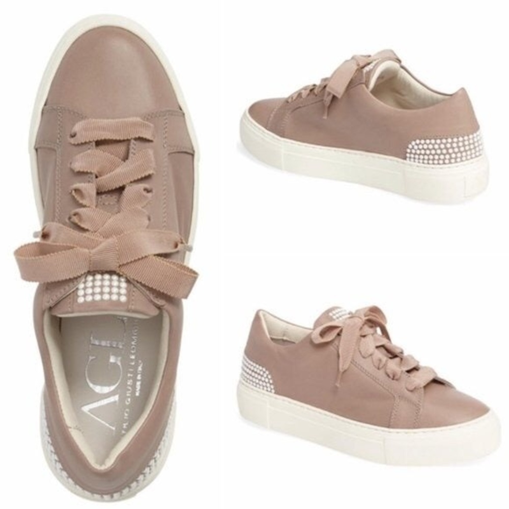 AGL Leather Sneakers with Pearl Detail EU40